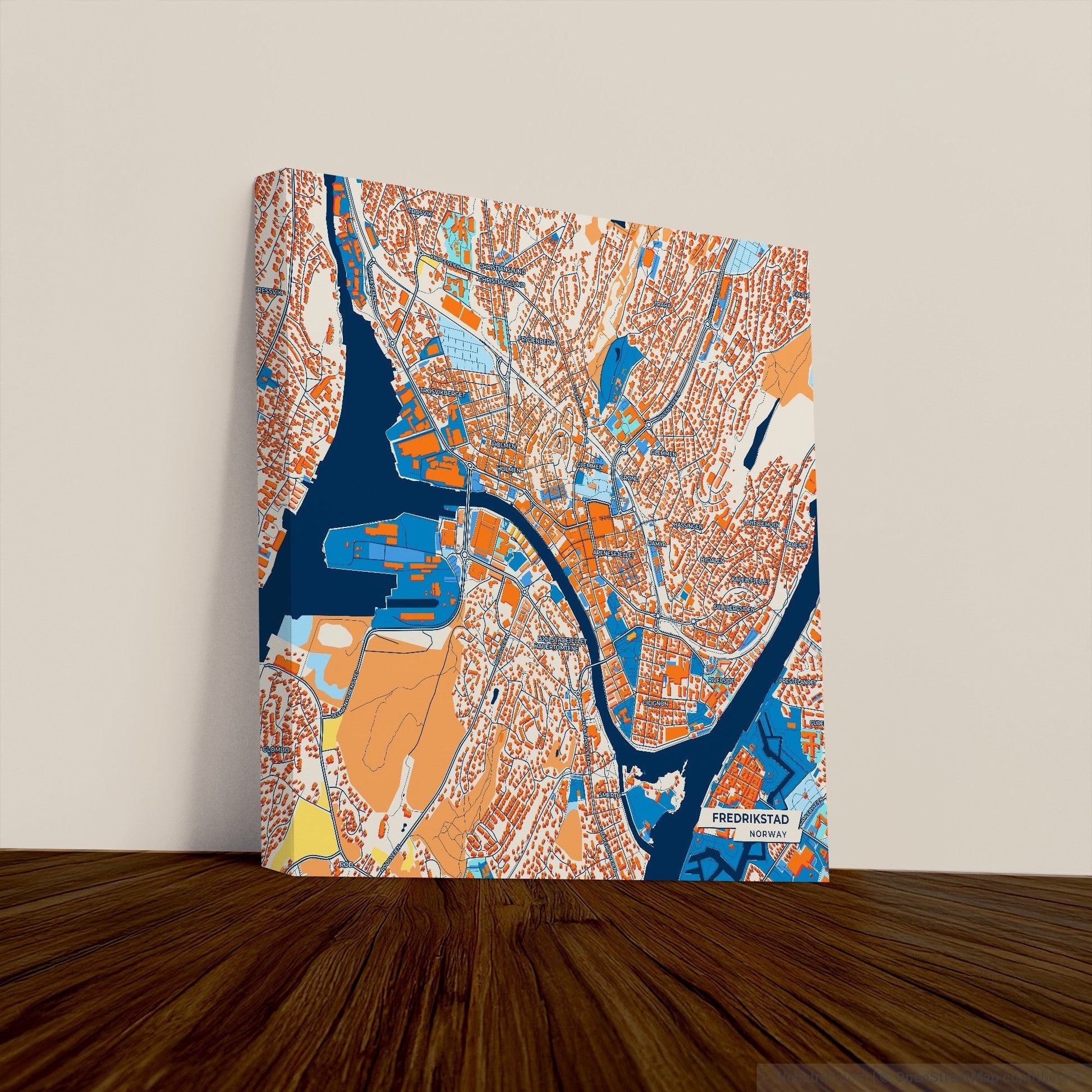 Fredrikstad Norway Colorful City Map Canvas Print