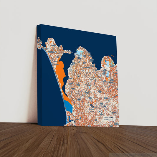 Freetown Sierra Leone Colorful City Map Canvas Print