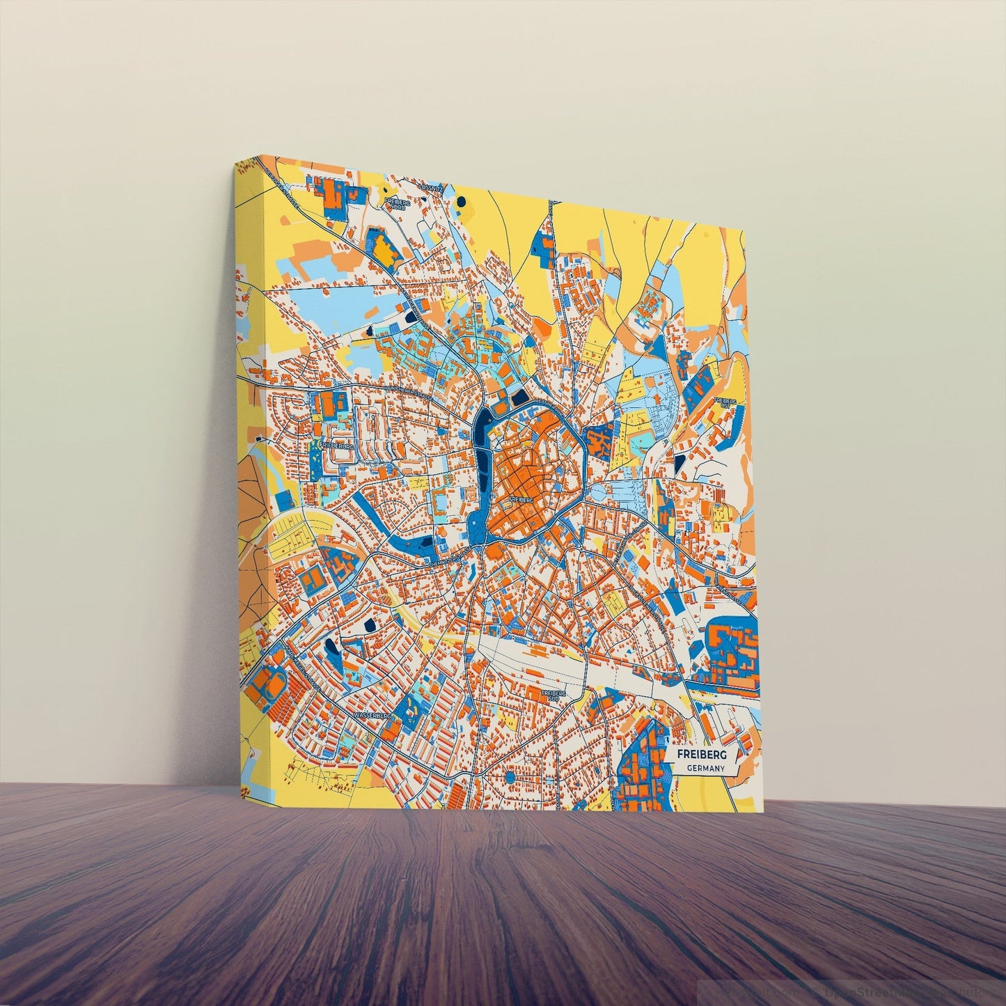 Freiberg Germany Colorful City Map Canvas Print