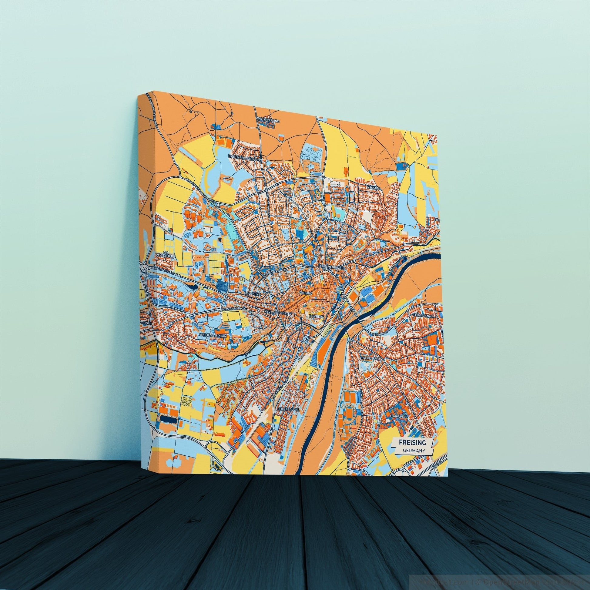 Freising Germany Colorful City Map Canvas Print
