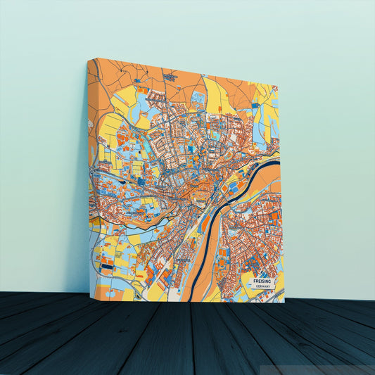 Freising Germany Colorful City Map Canvas Print