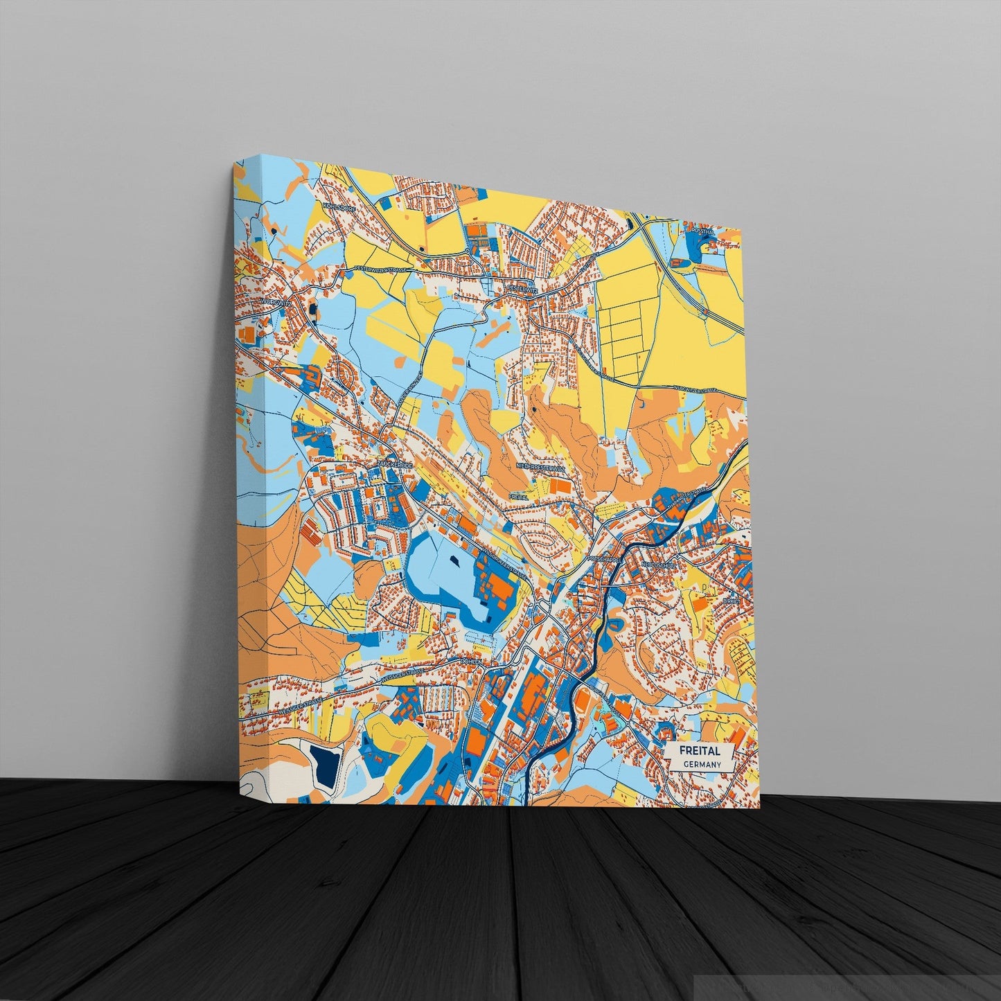 Freital Germany Colorful City Map Canvas Print