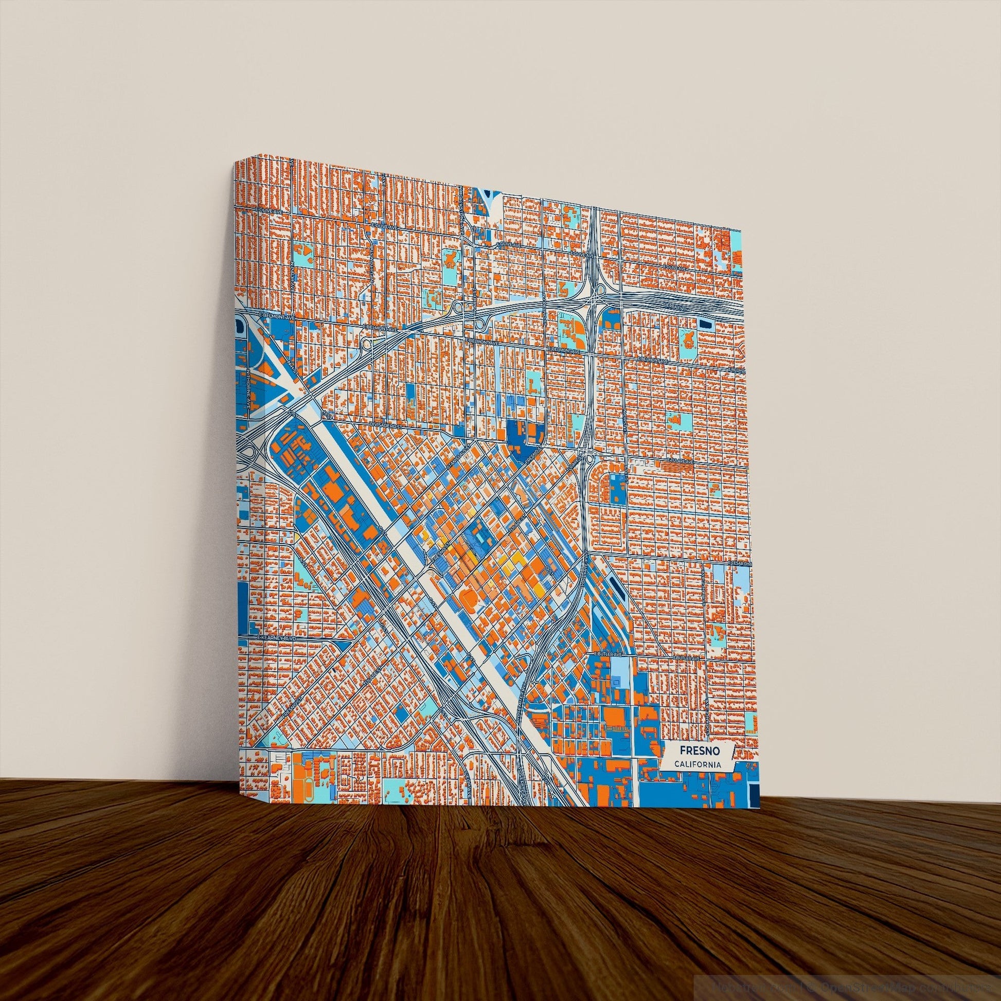 Fresno California Colorful City Map Canvas Print