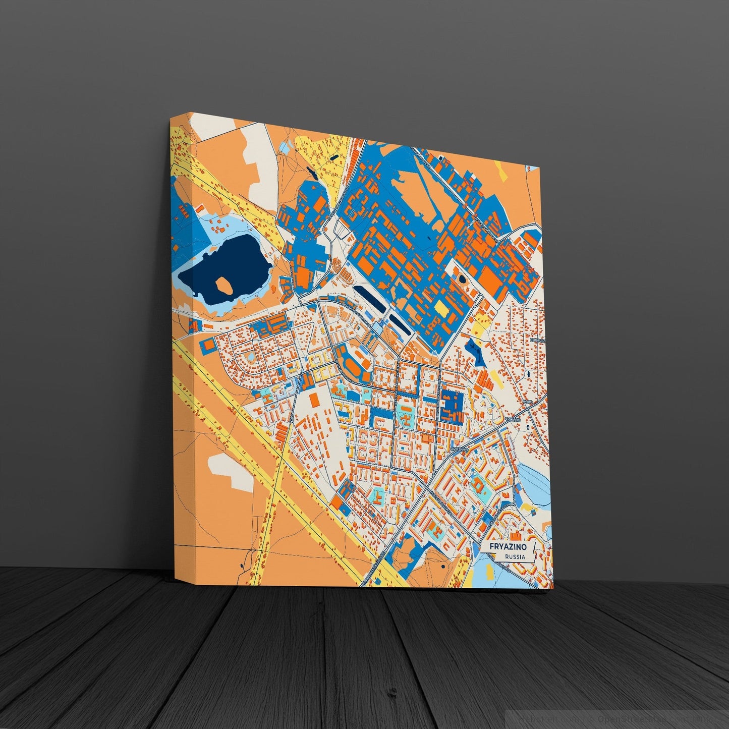 Фрязино Russia Colorful City Map Canvas Print