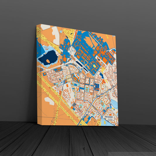 Фрязино Russia Colorful City Map Canvas Print
