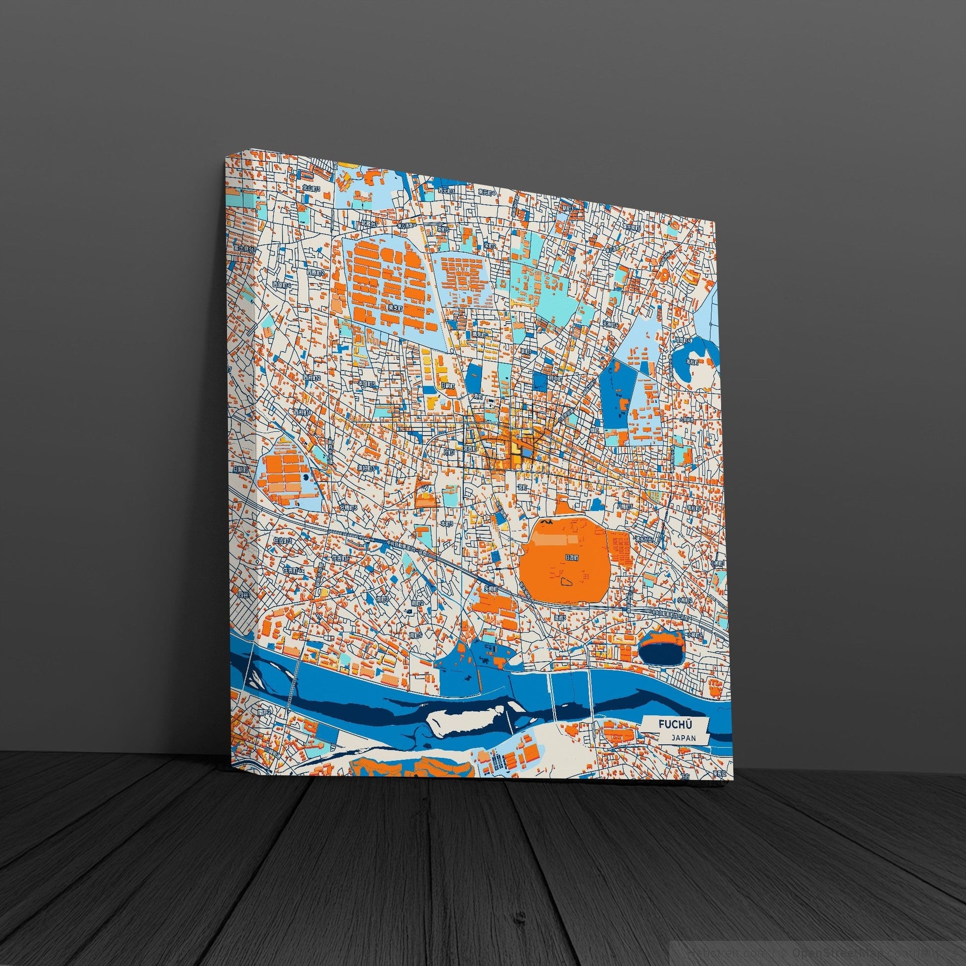 Fuchū Japan Colorful City Map Canvas Print