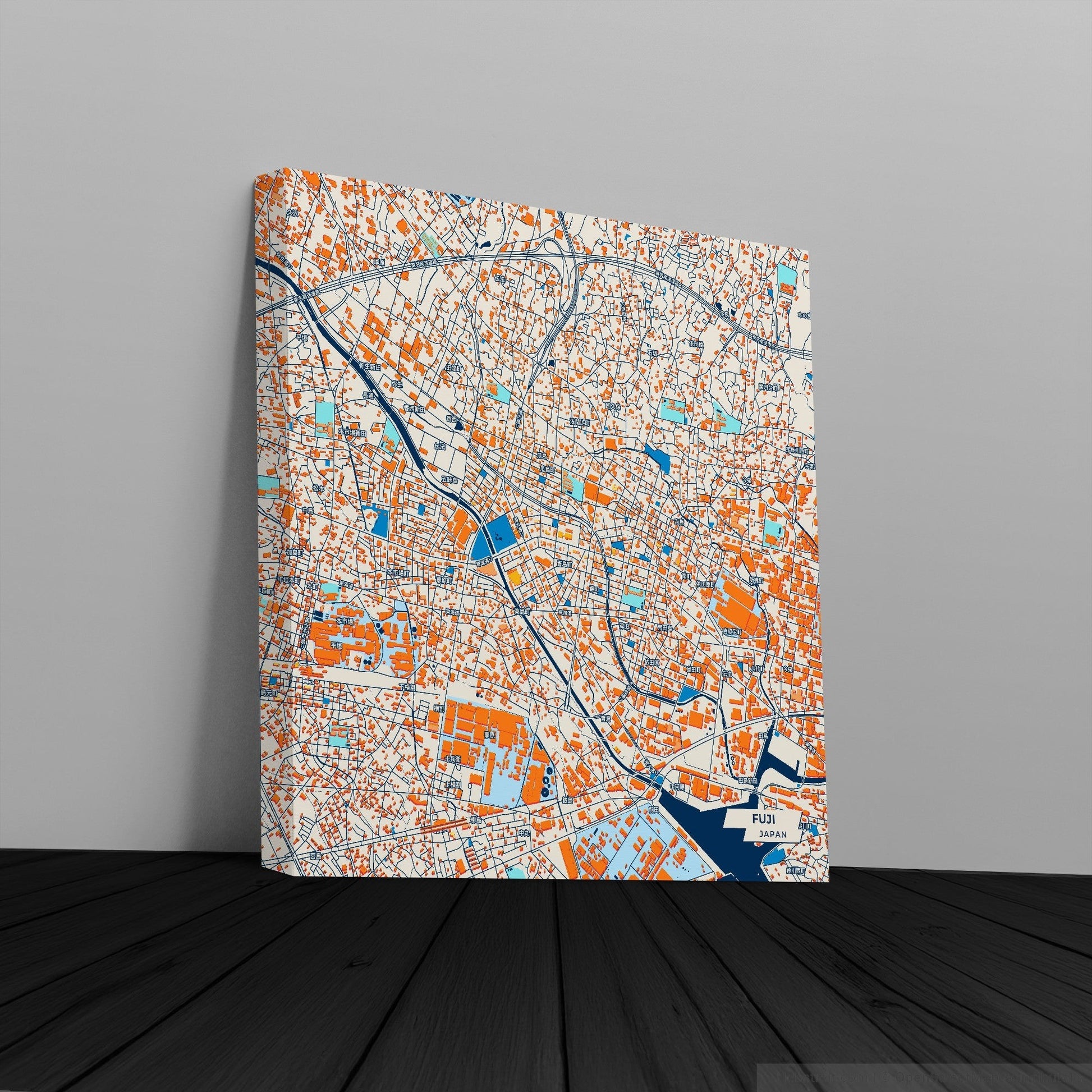 Fuji Japan Colorful City Map Canvas Print