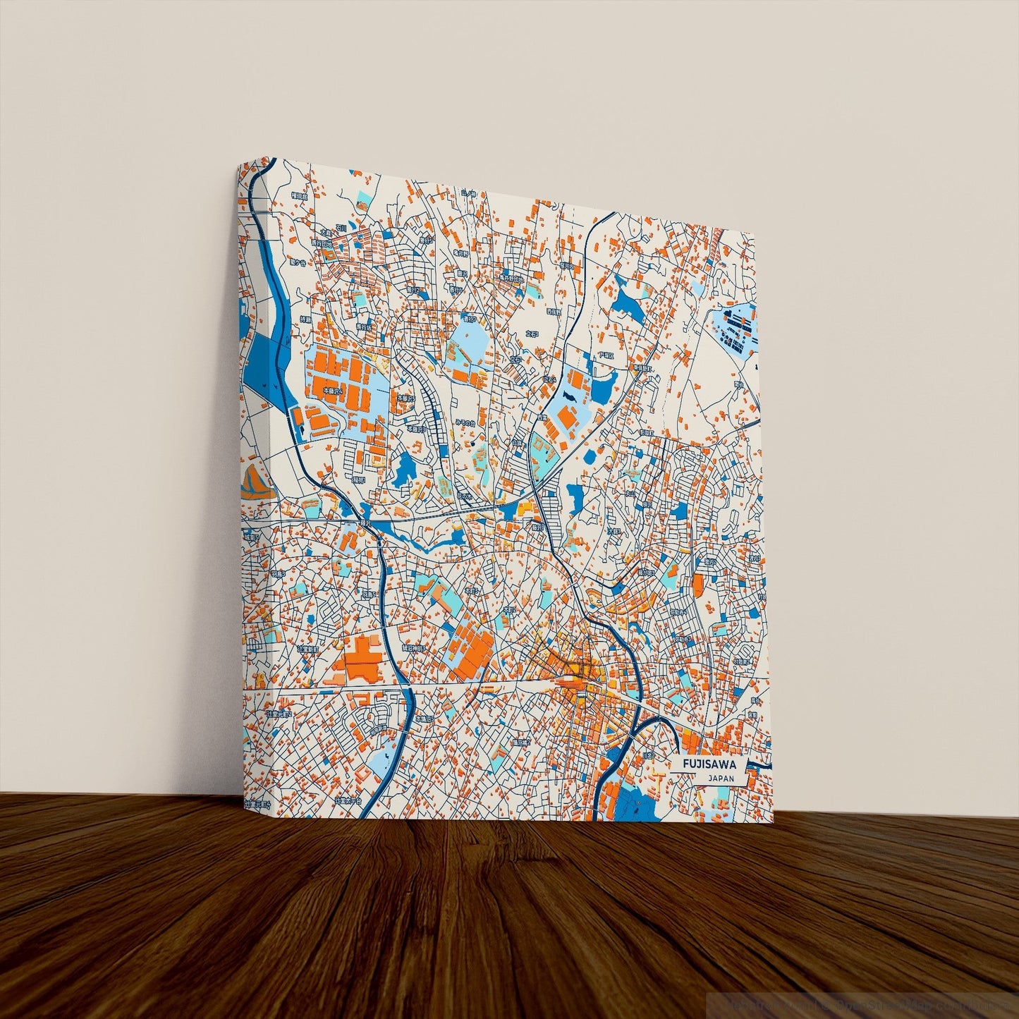 Fujisawa Japan Colorful City Map Canvas Print