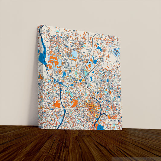 Fujisawa Japan Colorful City Map Canvas Print