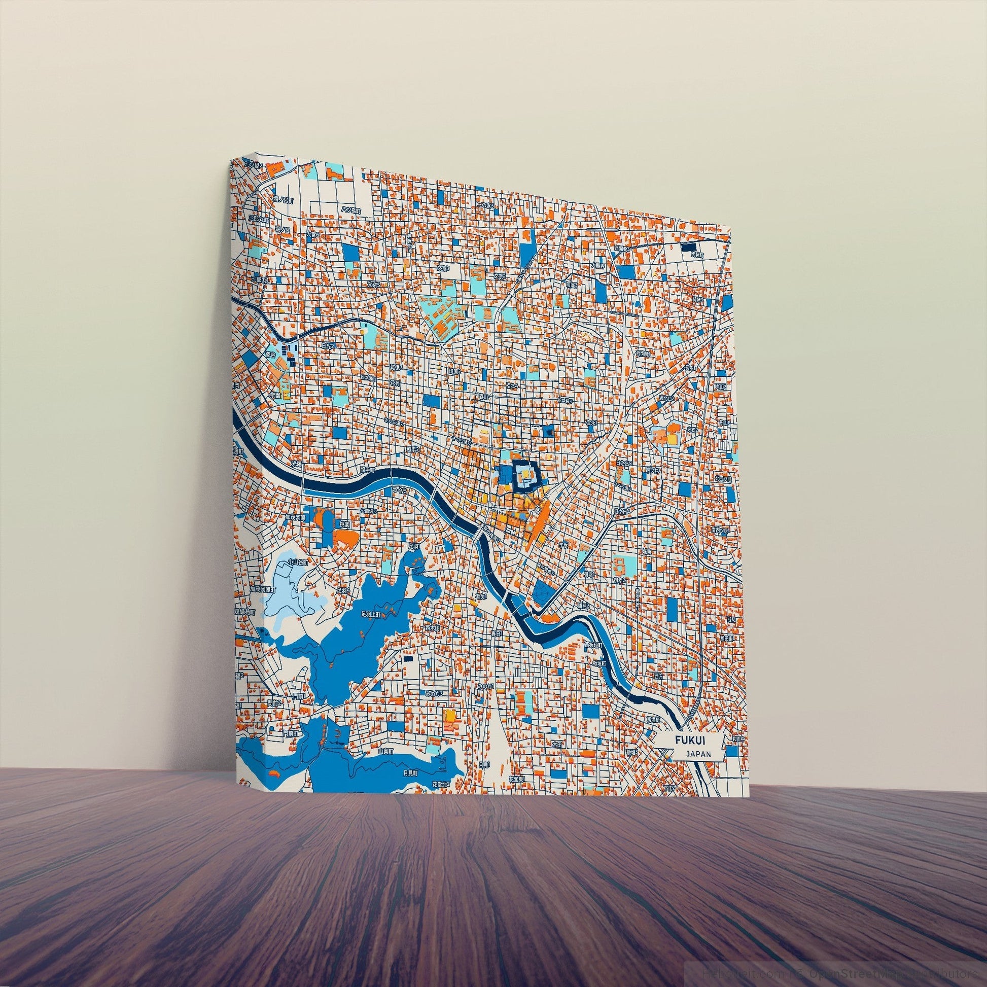 Fukui Japan Colorful City Map Canvas Print
