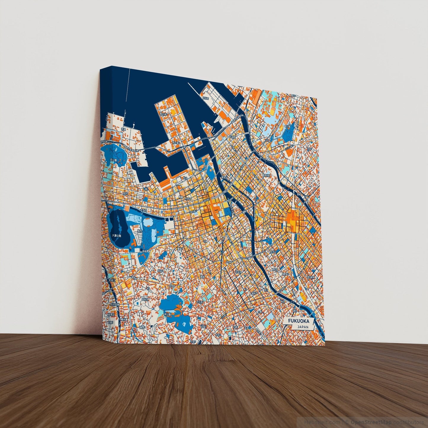 Fukuoka Japan Colorful City Map Canvas Print