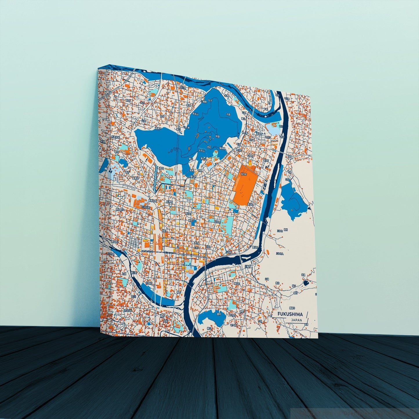 Fukushima Japan Colorful City Map Canvas Print