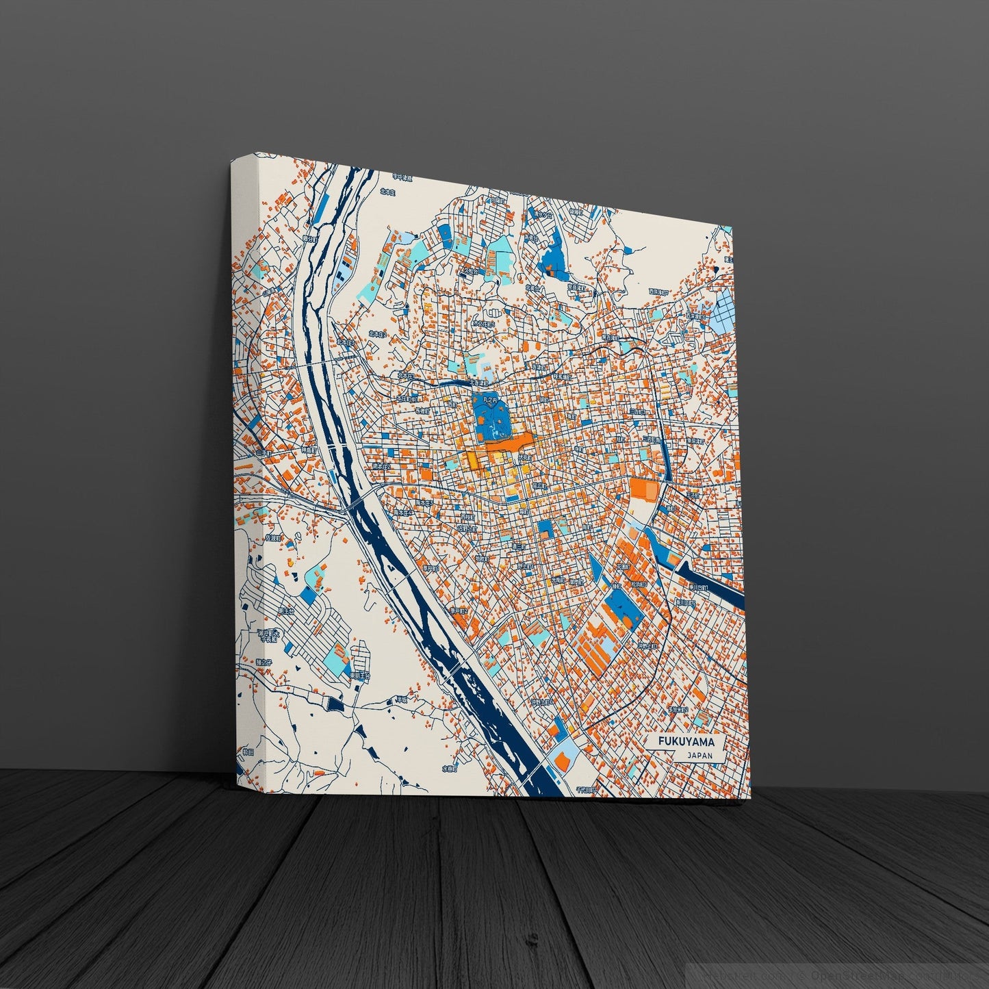 Fukuyama Japan Colorful City Map Canvas Print