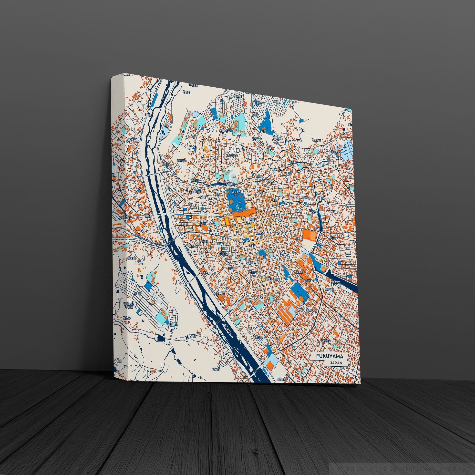 Fukuyama Japan Colorful City Map Canvas Print