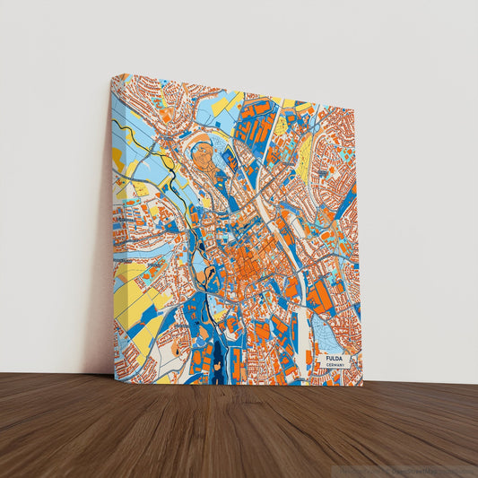 Fulda Germany Colorful City Map Canvas Print