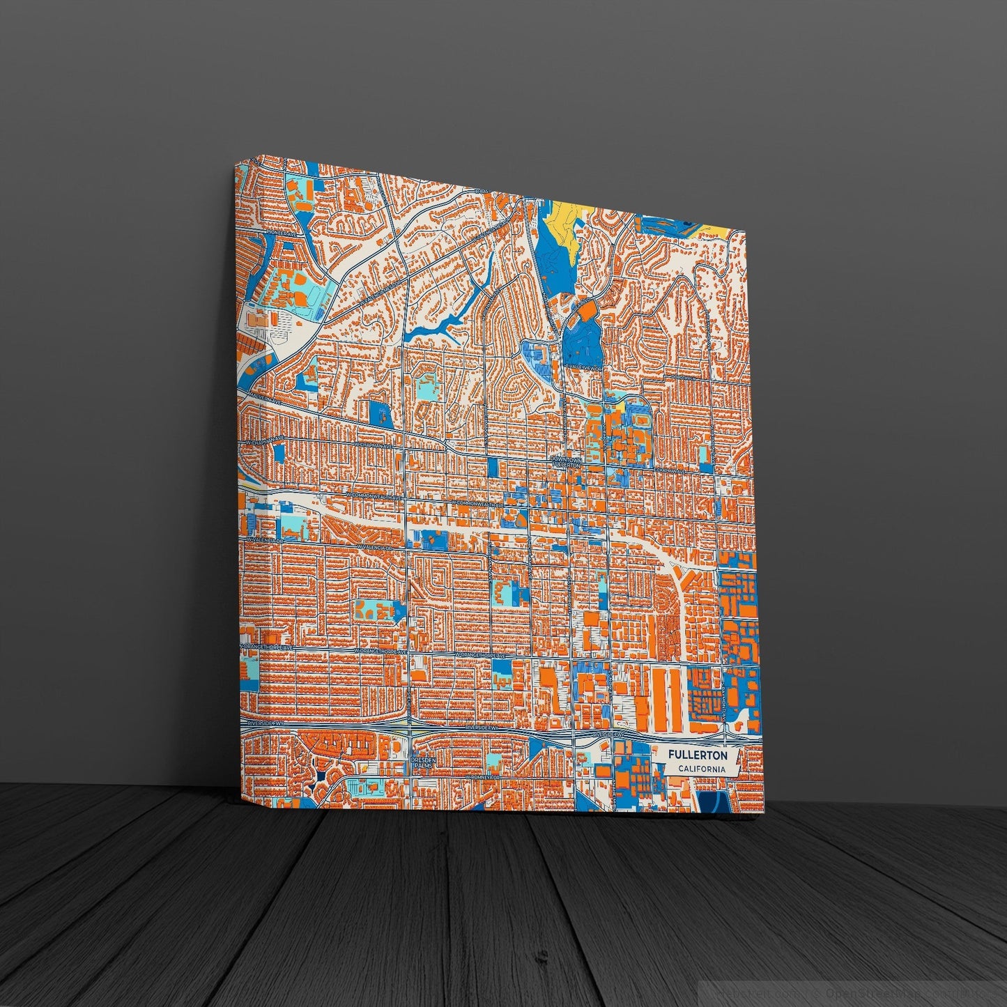 Fullerton California Colorful City Map Canvas Print