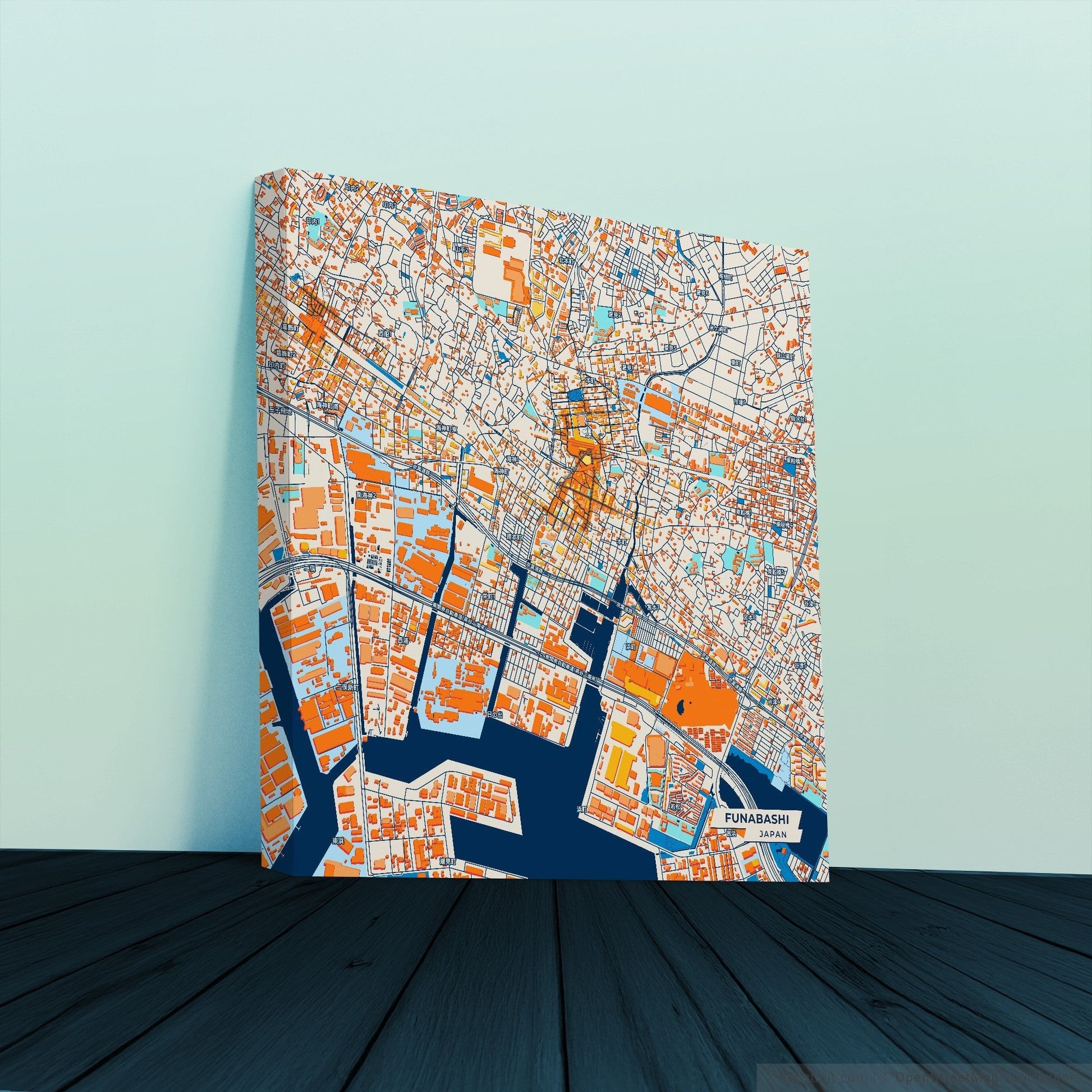 Funabashi Japan Colorful City Map Canvas Print