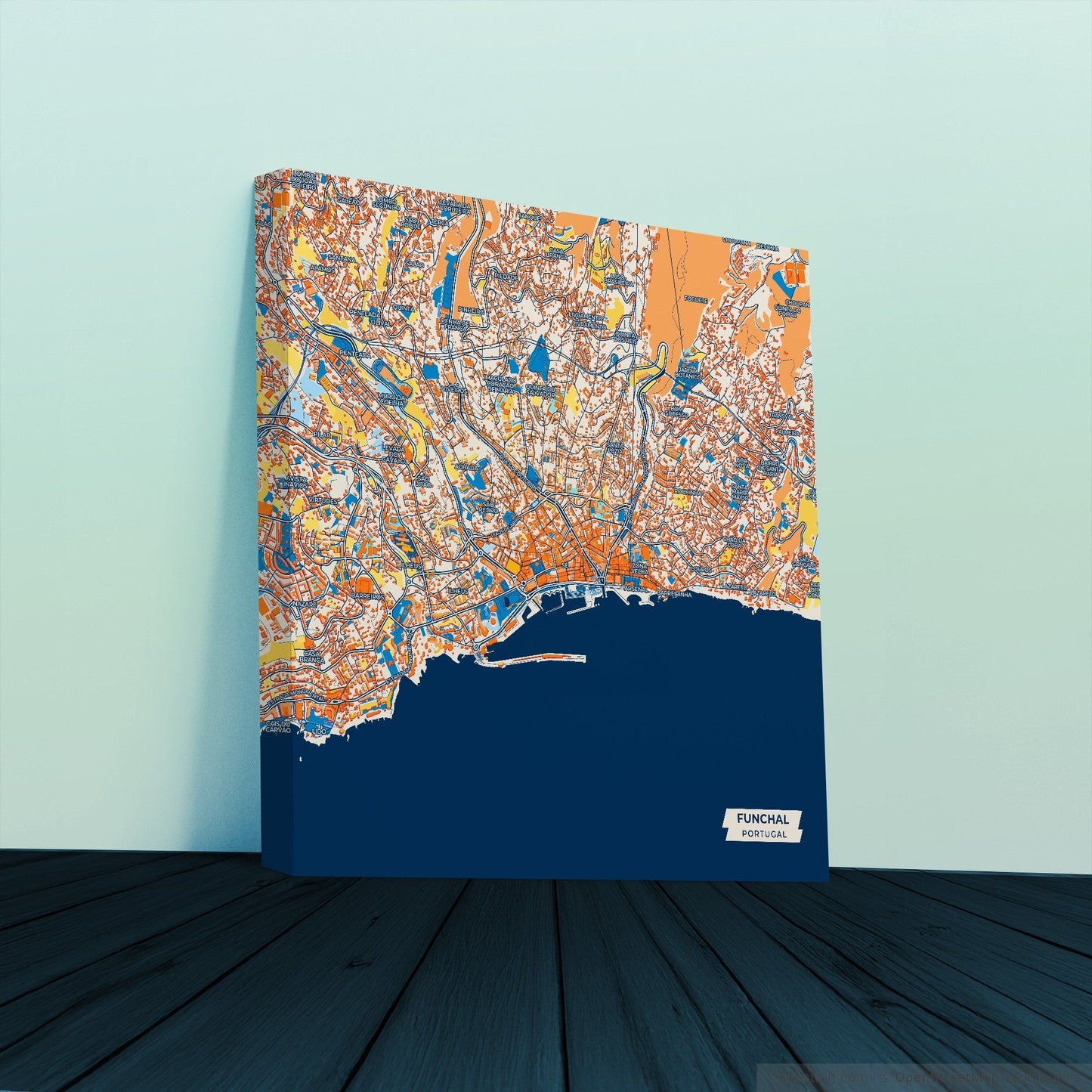 Funchal Portugal Colorful City Map Canvas Print