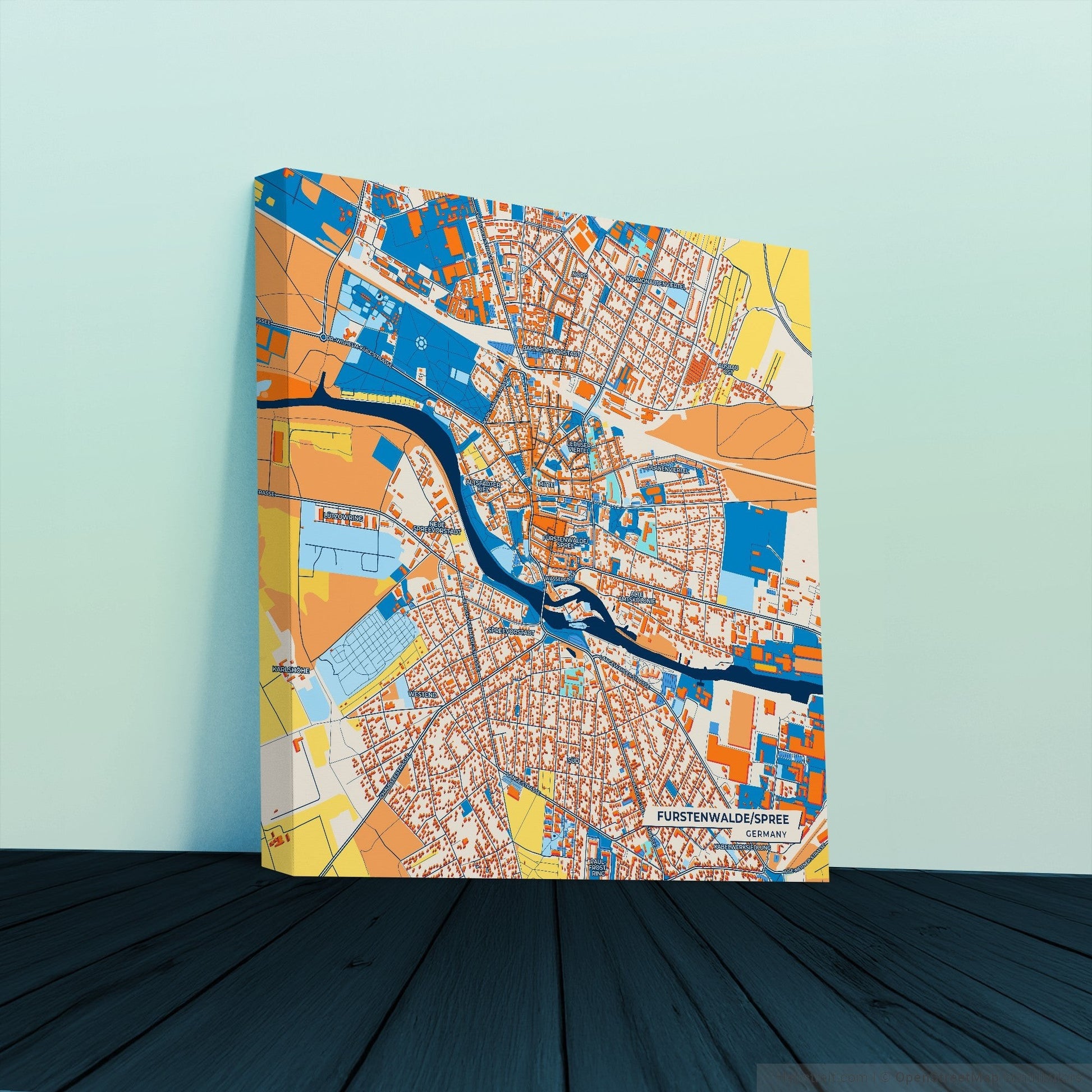 Fürstenwalde/Spree Germany Colorful City Map Canvas Print