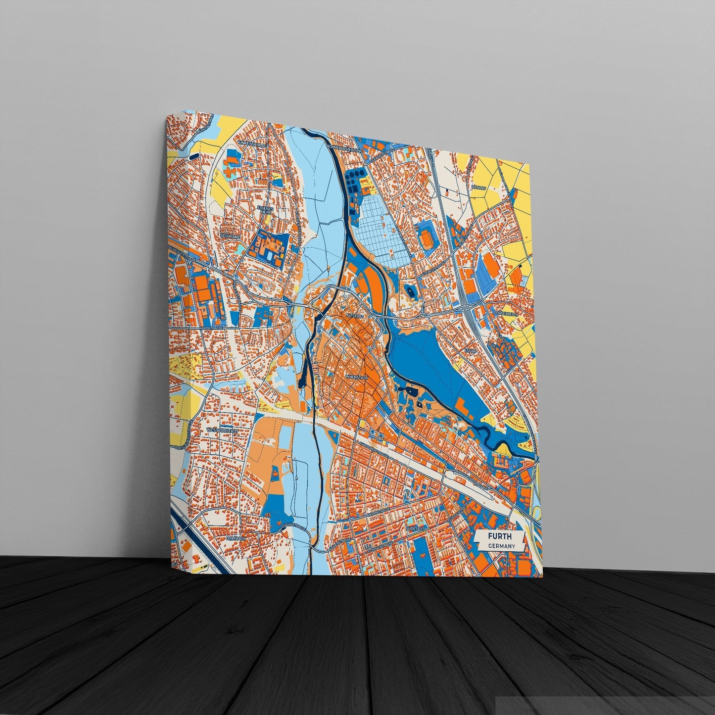 Fürth Germany Colorful City Map Canvas Print