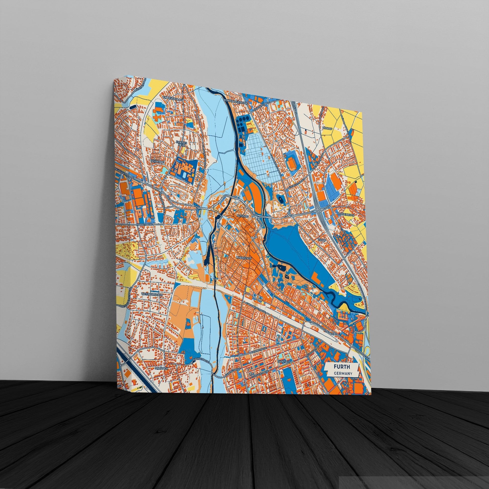 Fürth Germany Colorful City Map Canvas Print
