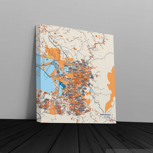 Fusagasuga Colombia Colorful City Map Canvas Print
