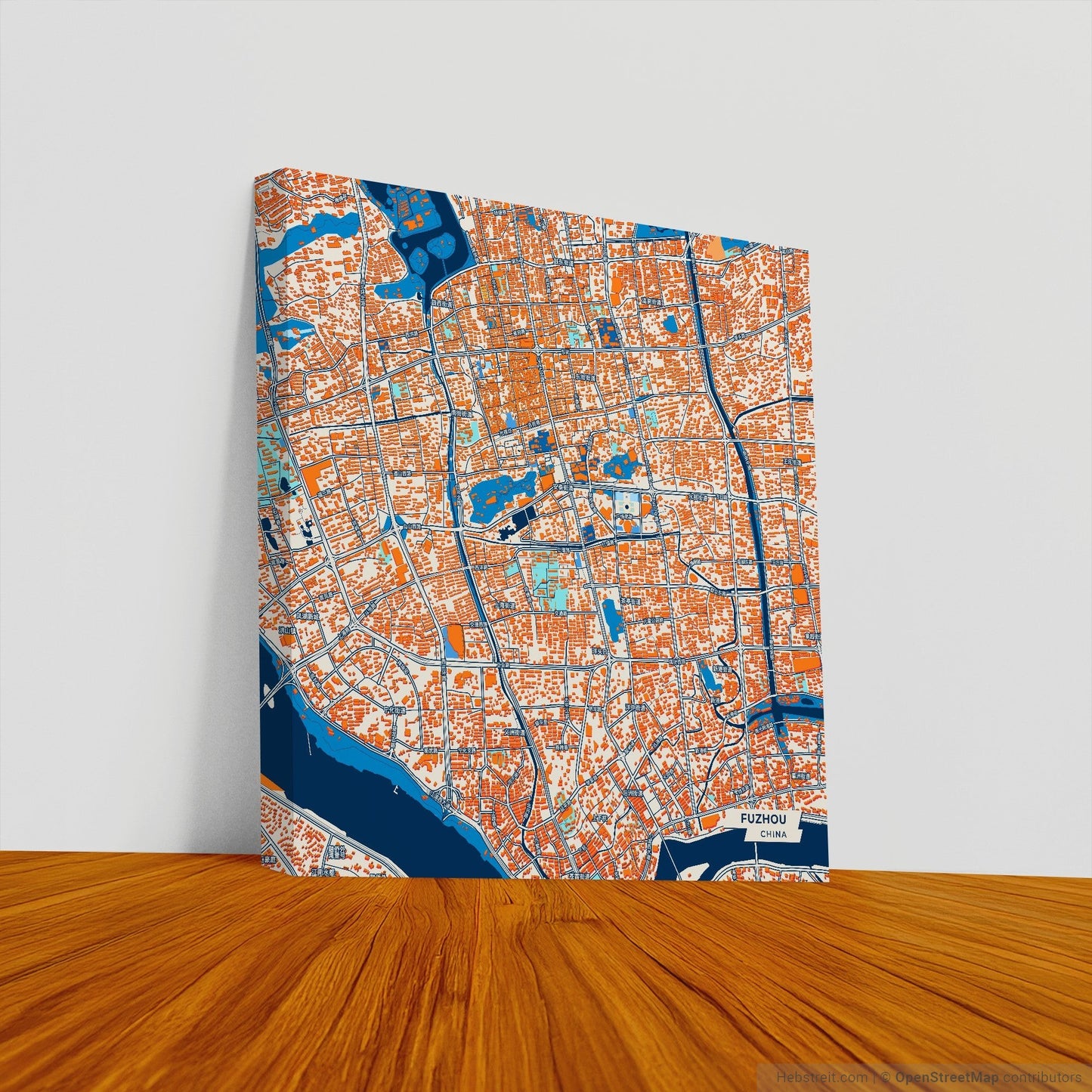 Fuzhou China Colorful City Map Canvas Print
