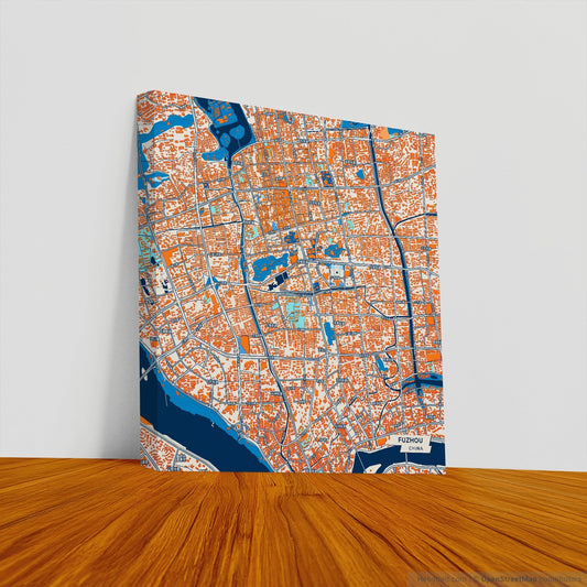 Fuzhou China Colorful City Map Canvas Print