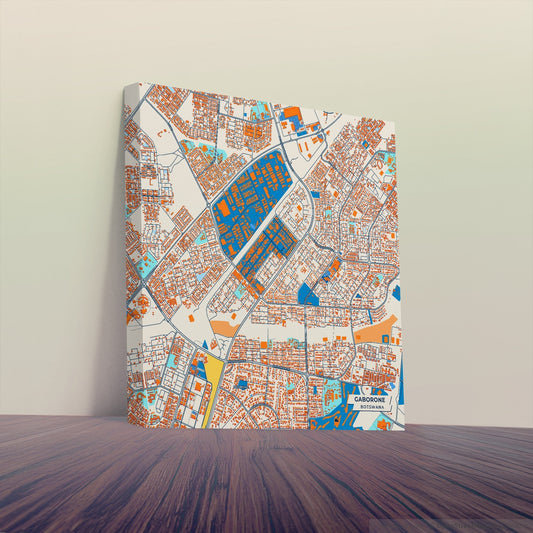 Gaborone Botswana Colorful City Map Canvas Print