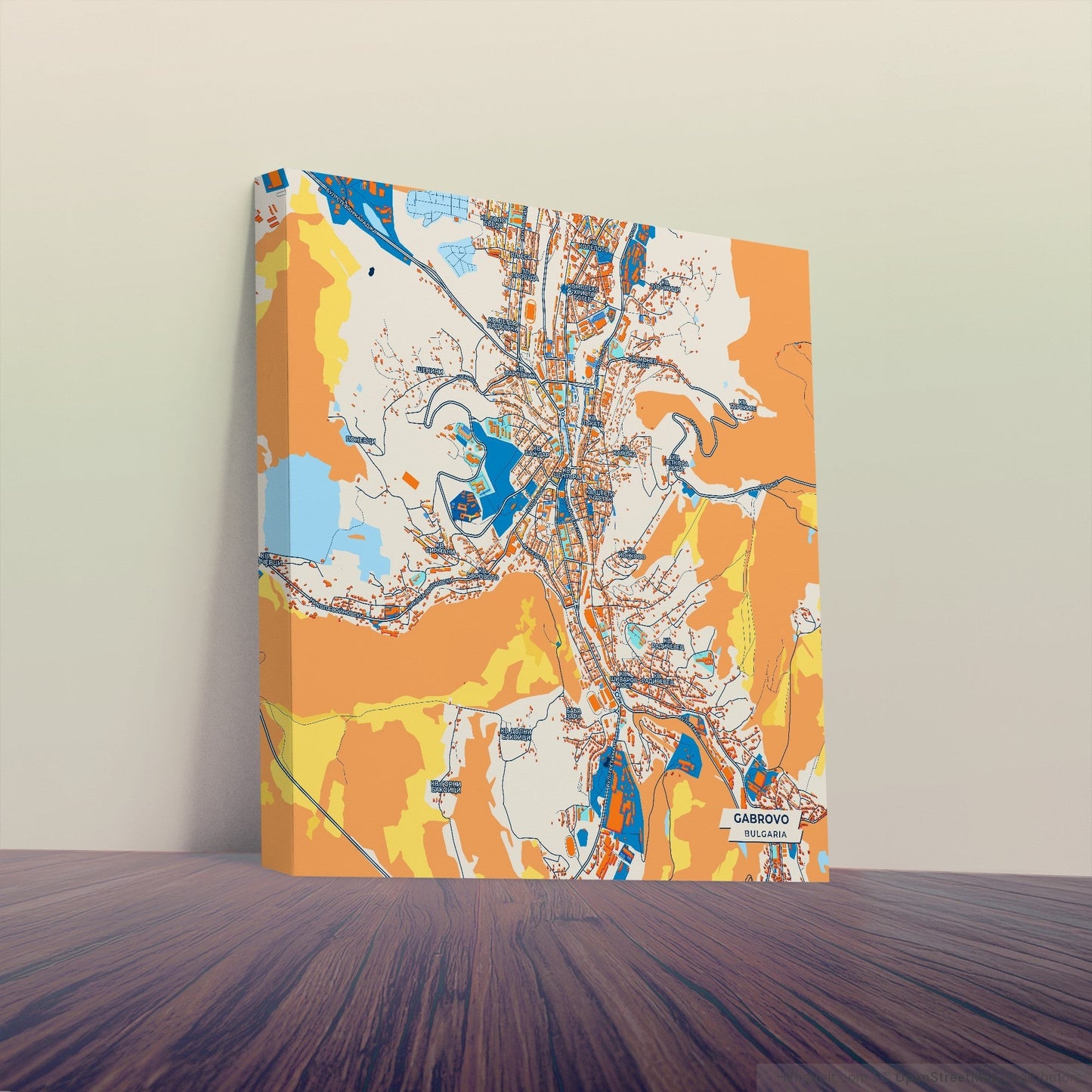 Габрово Bulgaria Colorful City Map Canvas Print
