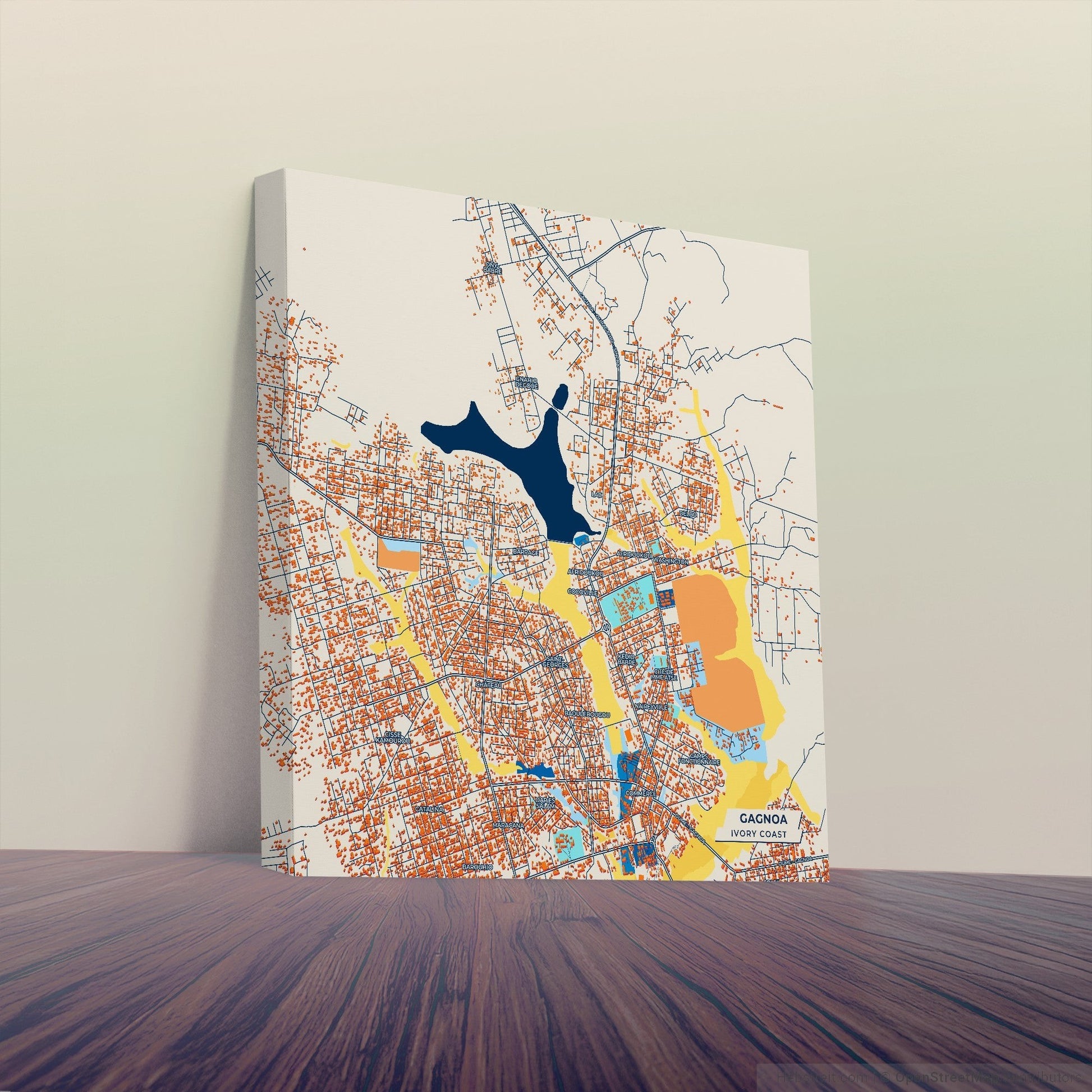 Gagnoa Ivory Coast Colorful City Map Canvas Print