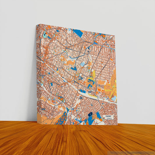 Gagny France Colorful City Map Canvas Print
