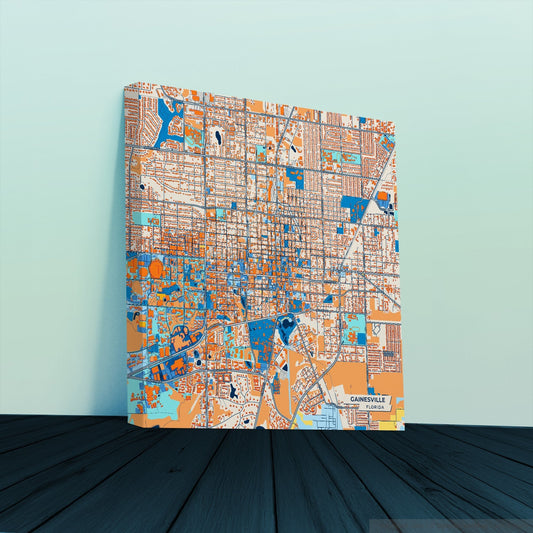 Gainesville Florida Colorful City Map Canvas Print