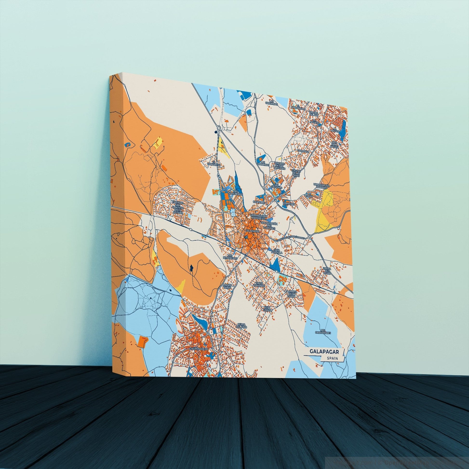 Galapagar Spain Colorful City Map Canvas Print