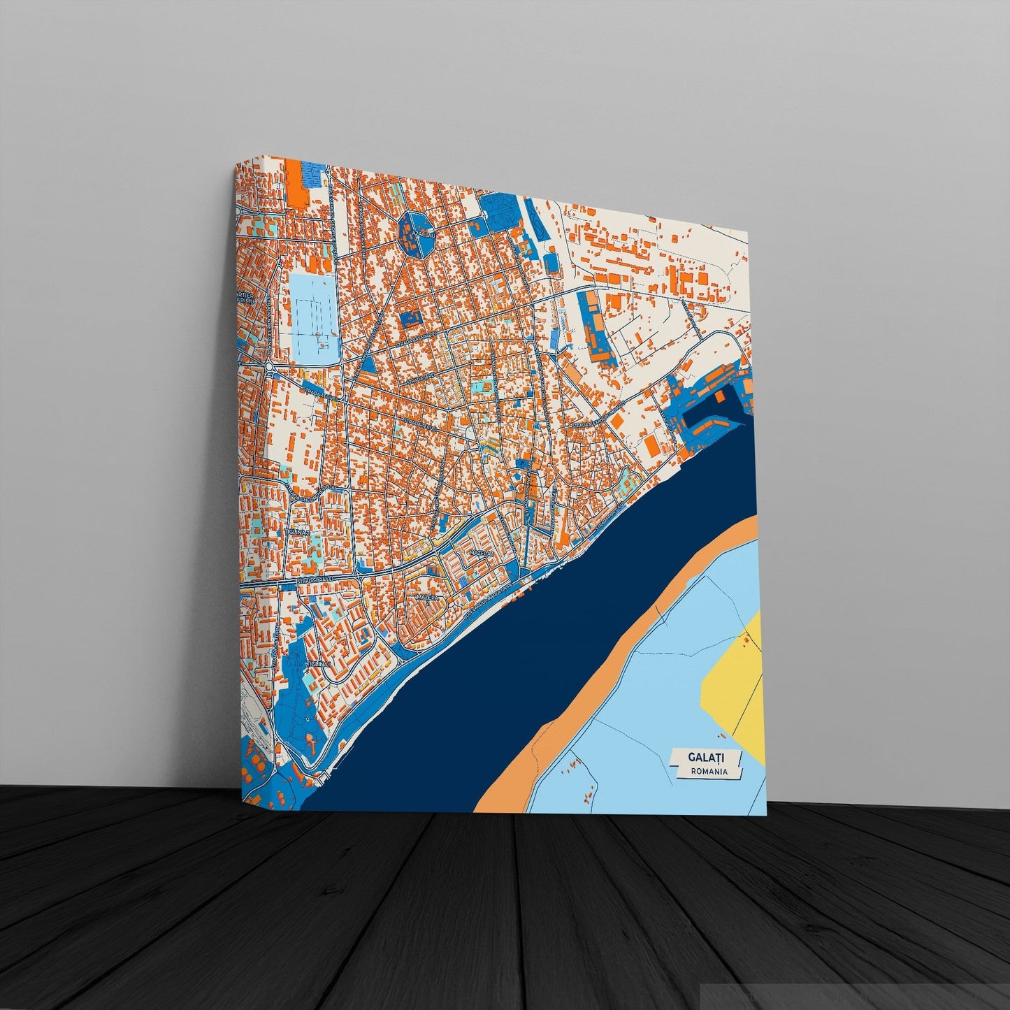 Galați Romania Colorful City Map Canvas Print