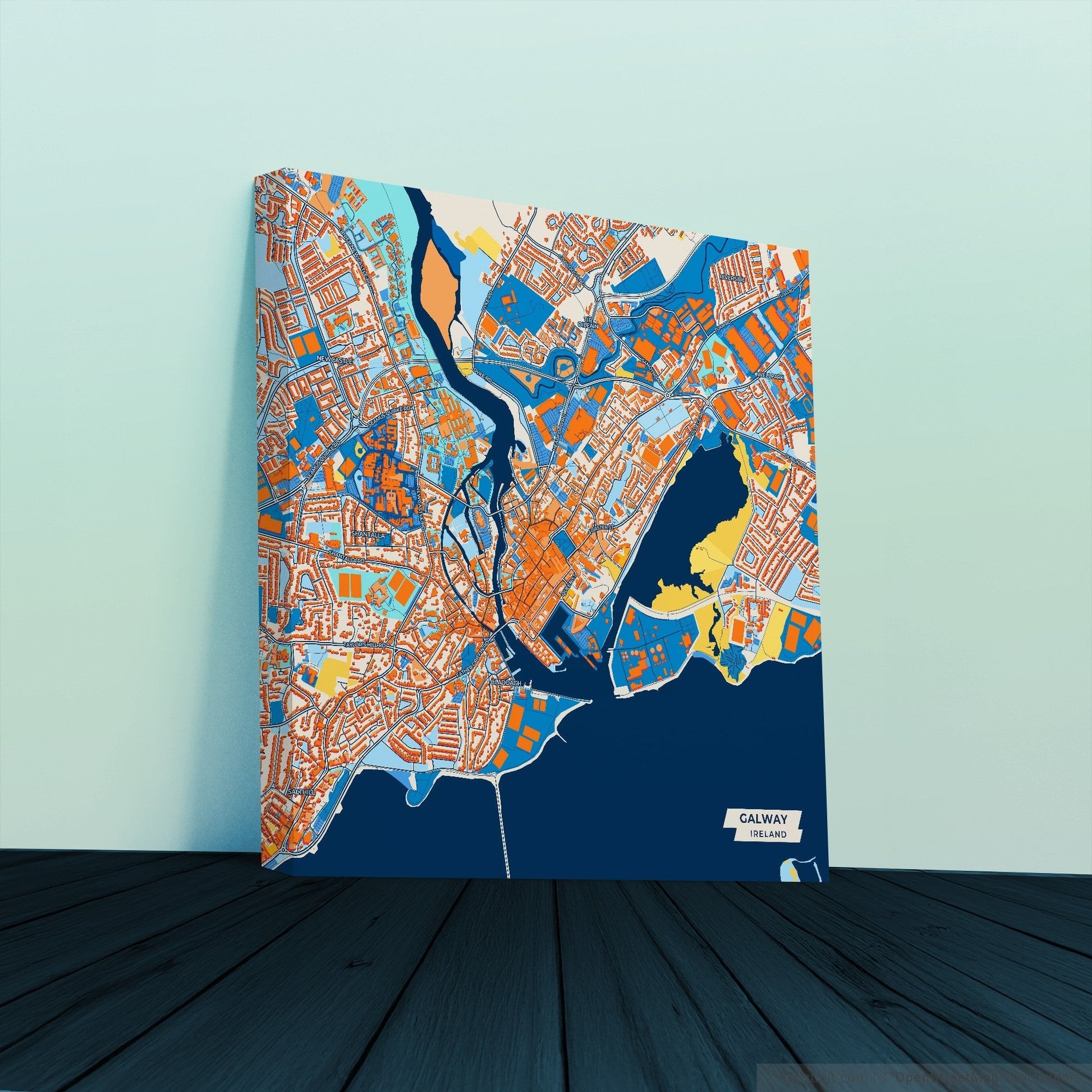 Galway Ireland Colorful City Map Canvas Print