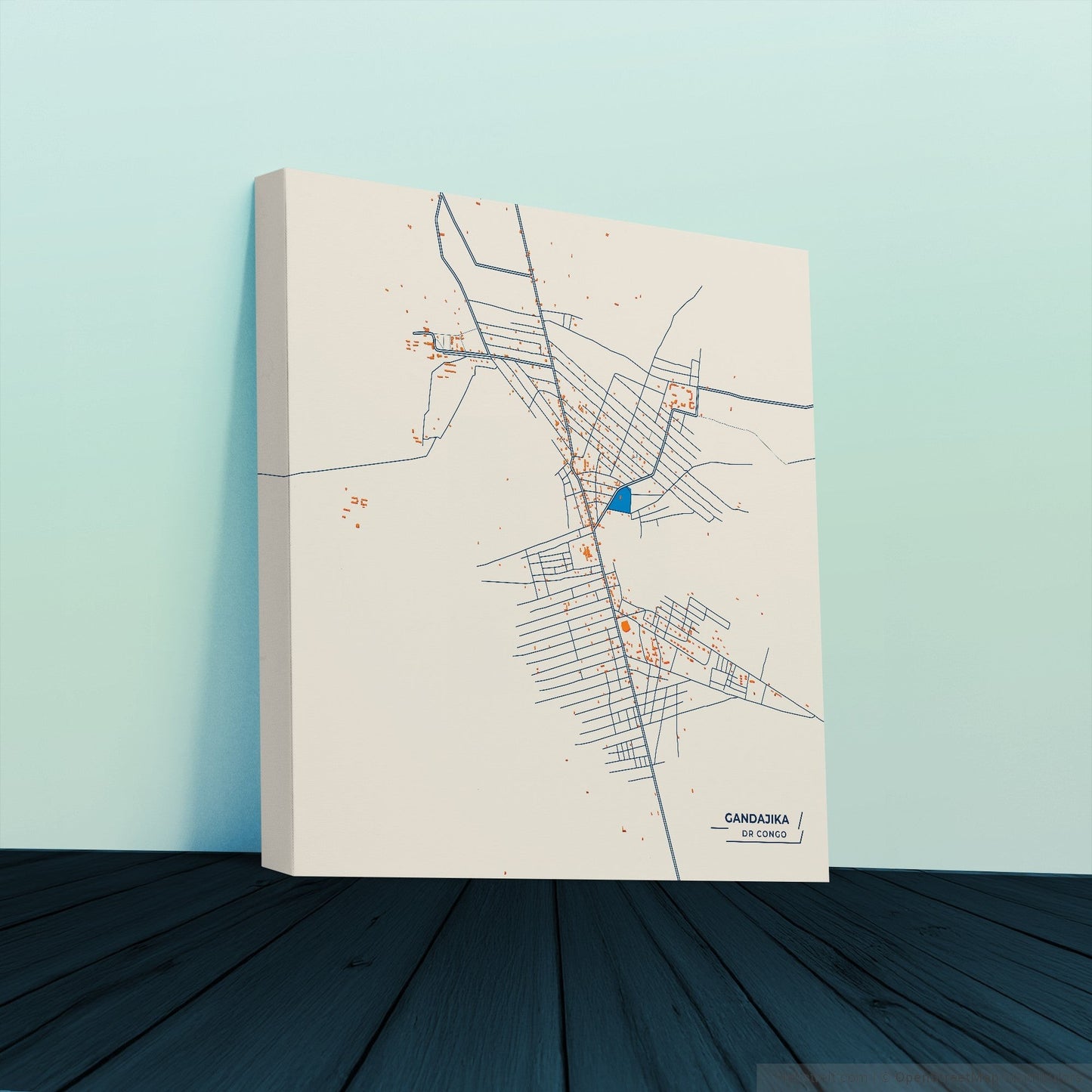 Gandajika Dr Congo Colorful City Map Canvas Print