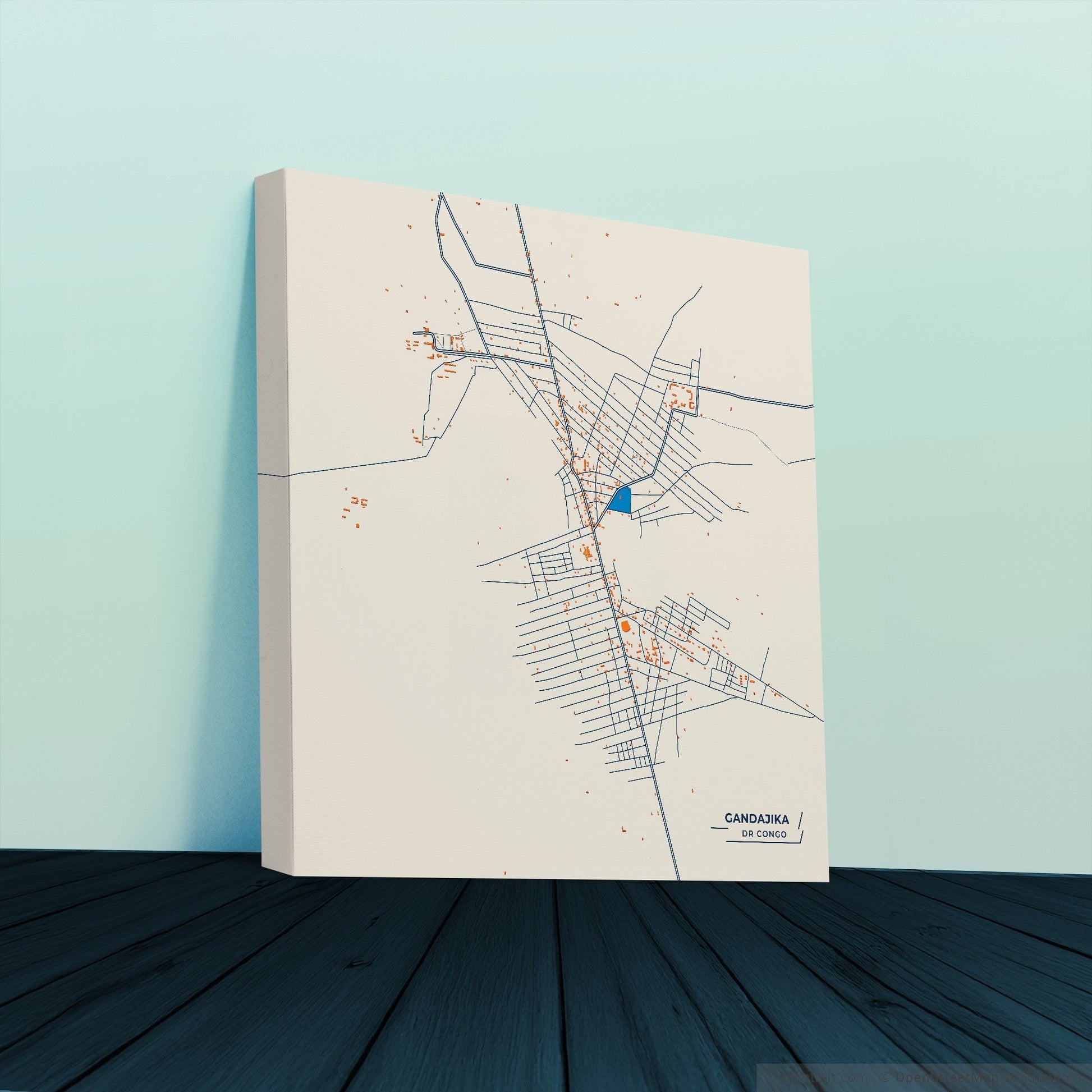 Gandajika Dr Congo Colorful City Map Canvas Print