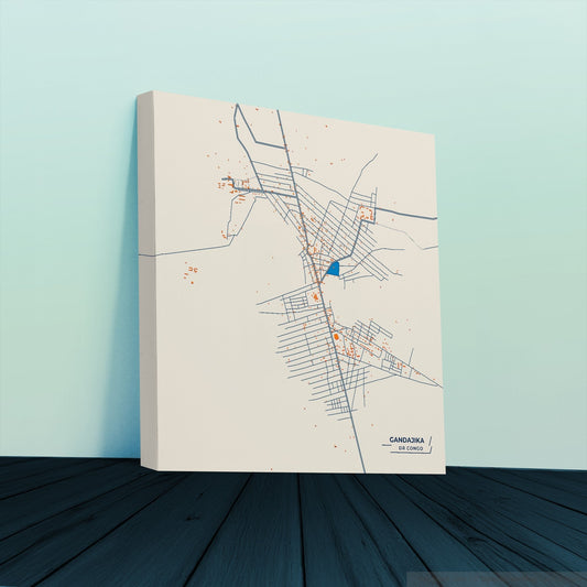 Gandajika Dr Congo Colorful City Map Canvas Print