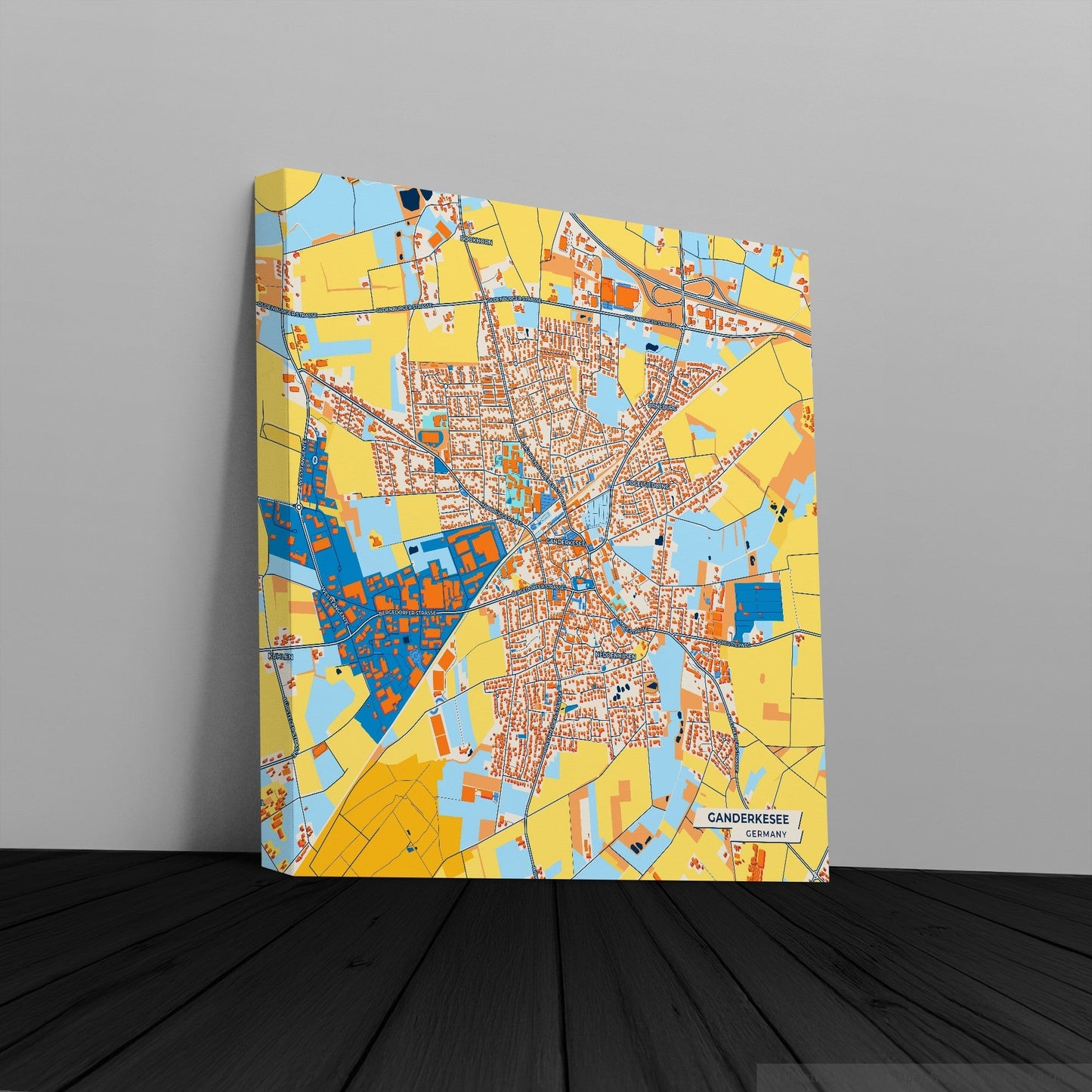 Ganderkesee Germany Colorful City Map Canvas Print