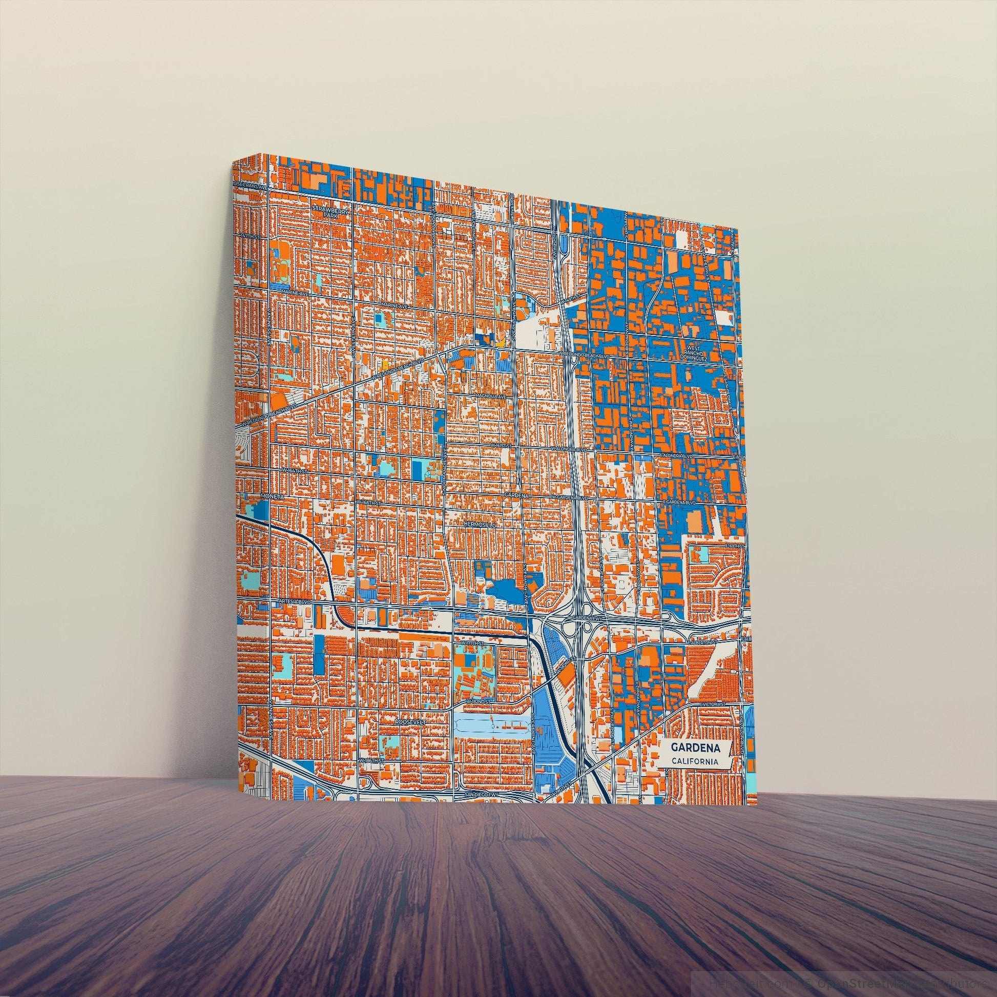Gardena California Colorful City Map Canvas Print