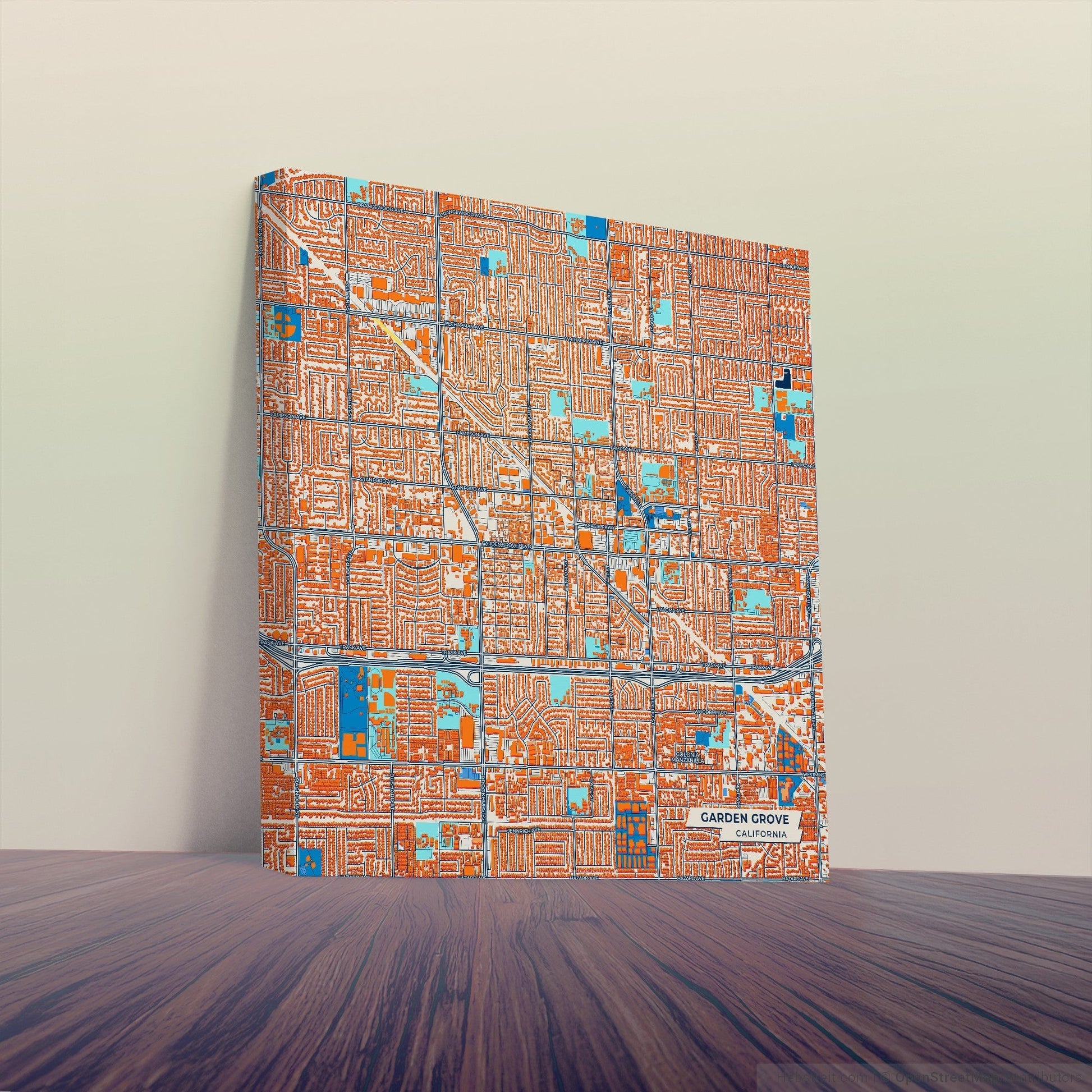 Garden Grove California Colorful City Map Canvas Print