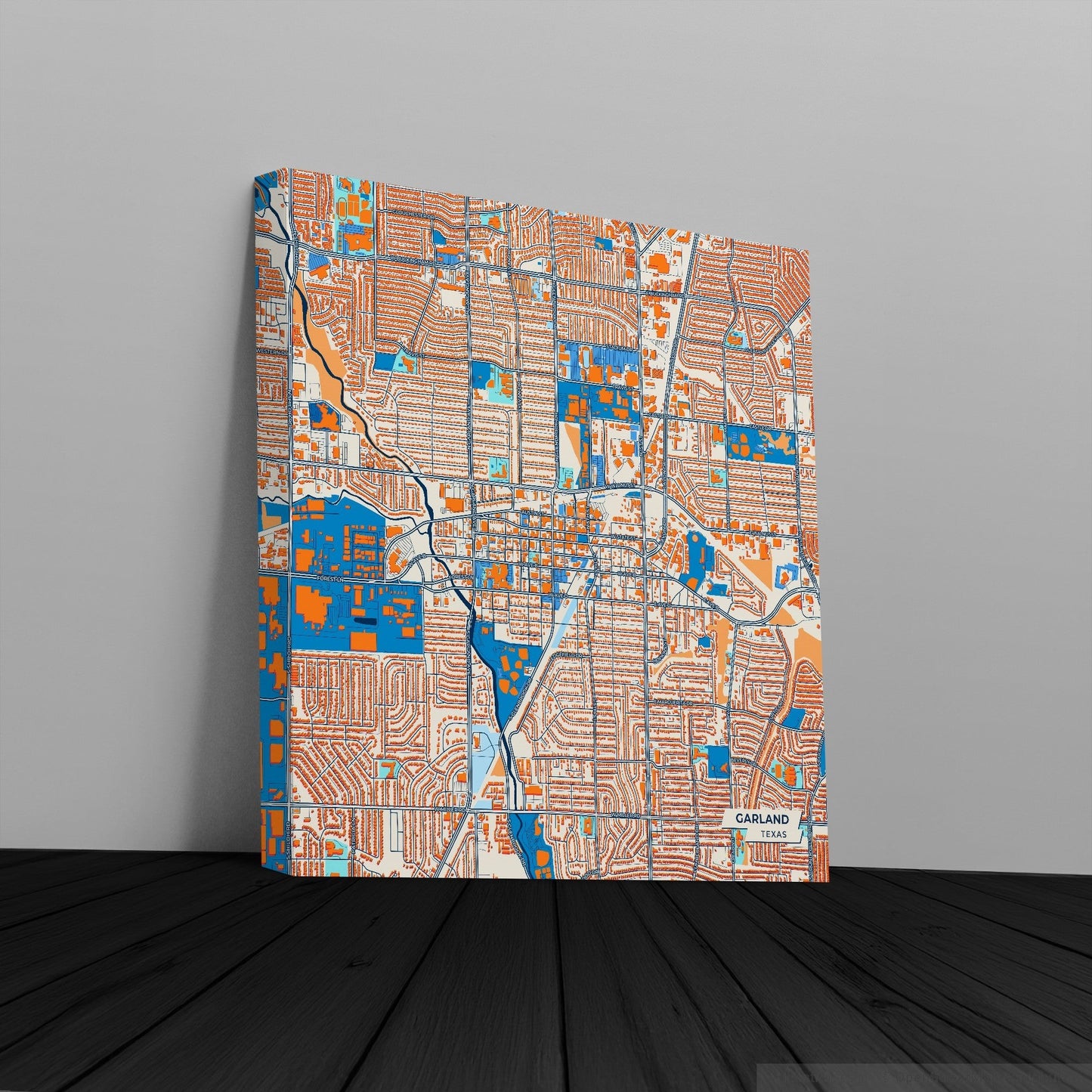 Garland Texas Colorful City Map Canvas Print
