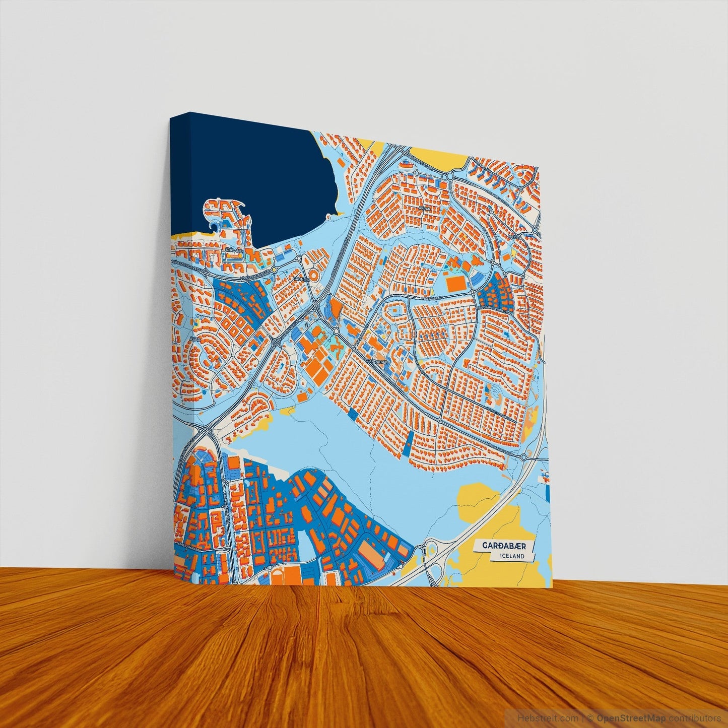 Garðabær Iceland Colorful City Map Canvas Print