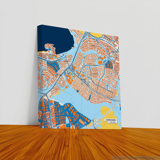 Garðabær Iceland Colorful City Map Canvas Print