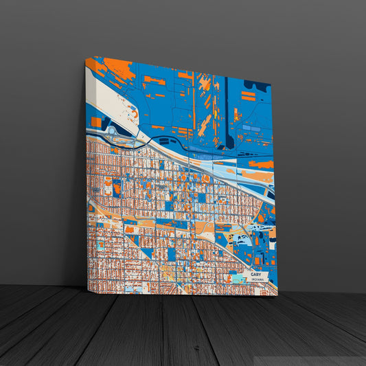 Gary Indiana Colorful City Map Canvas Print