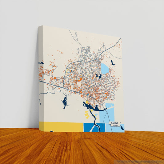 Gashua Nigeria Colorful City Map Canvas Print