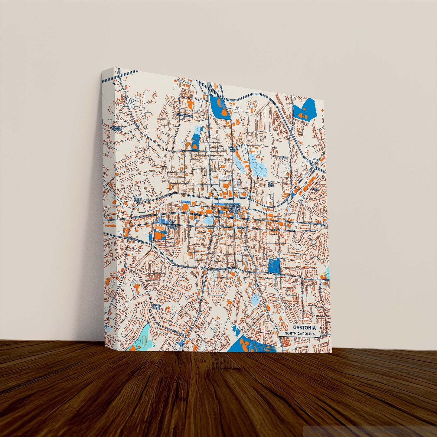 Gastonia North Carolina Colorful City Map Canvas Print