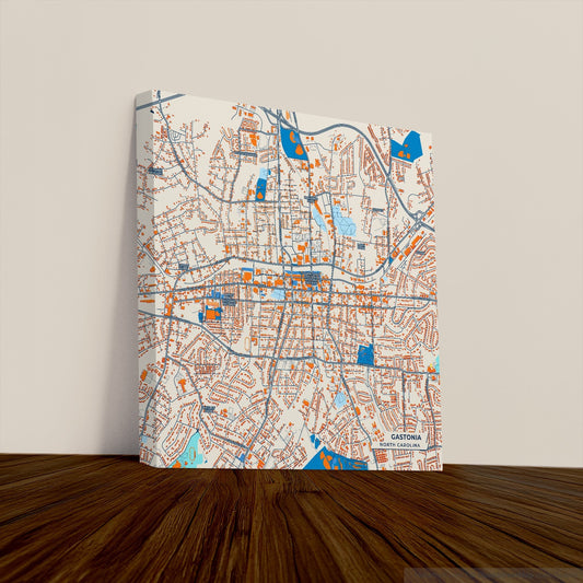 Gastonia North Carolina Colorful City Map Canvas Print