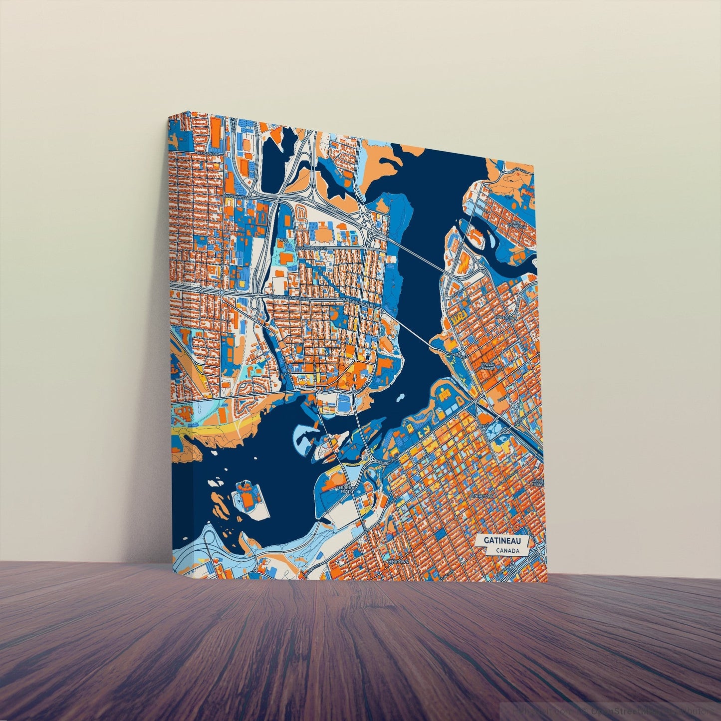 Gatineau Canada Colorful City Map Canvas Print